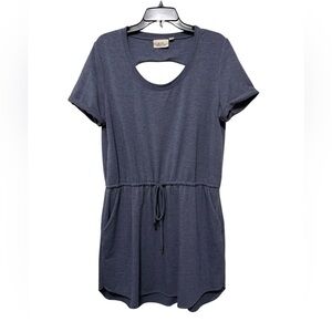 Mind Matter Women’s Blue Short Sleeve Mini Dress with Cut Out Upper Back